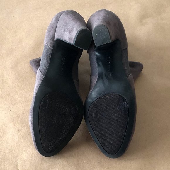 BCBG Microsuede Grey Pull-On Heeled Booties - Picture 6 of 6